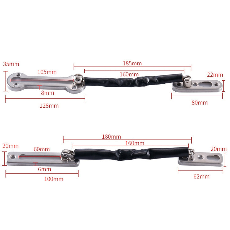 Thickened Anti-Theft Chain Stainless Steel Door Bolts Hotel Room Door Chain Buckle, Specification: Large (Black)