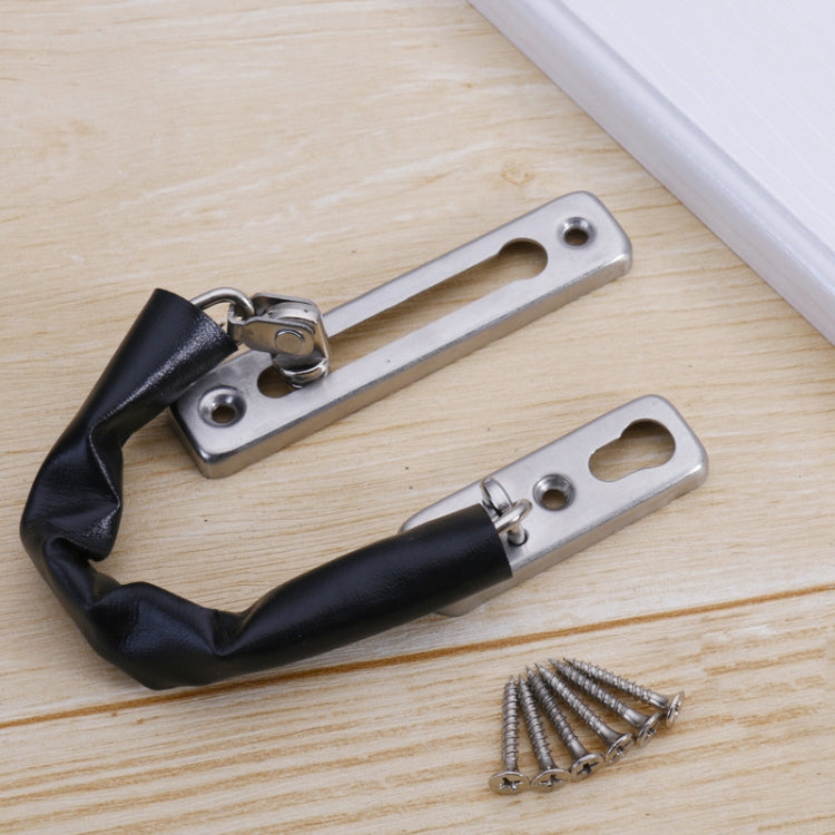 Thickened Anti-Theft Chain Stainless Steel Door Bolts Hotel Room Door Chain Buckle, Specification: Large (Black)