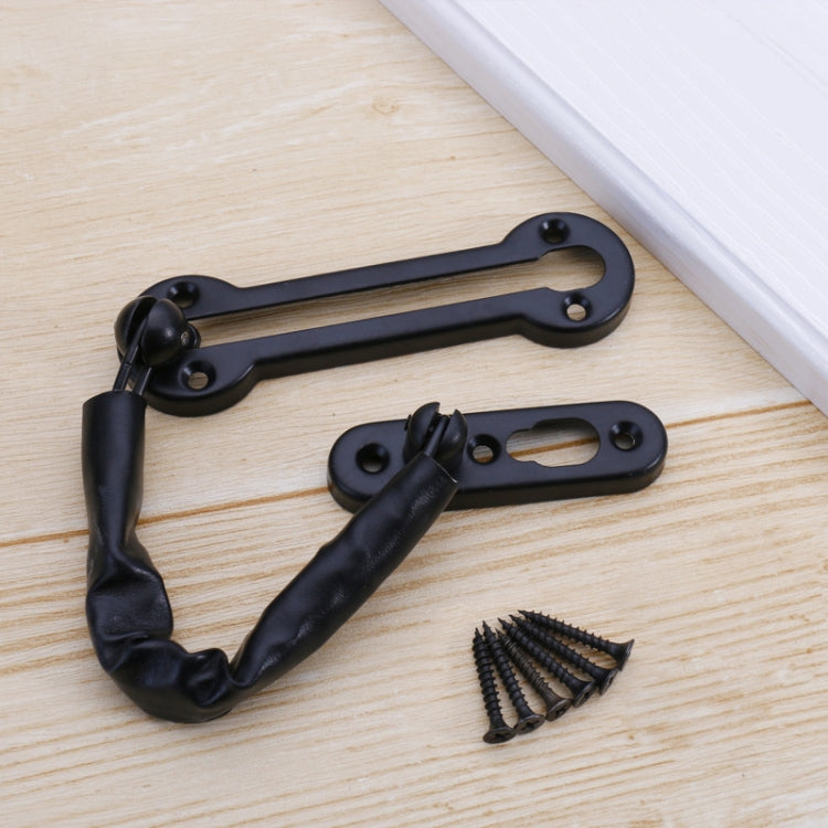 Thickened Anti-Theft Chain Stainless Steel Door Bolts Hotel Room Door Chain Buckle, Specification: Large (Black)