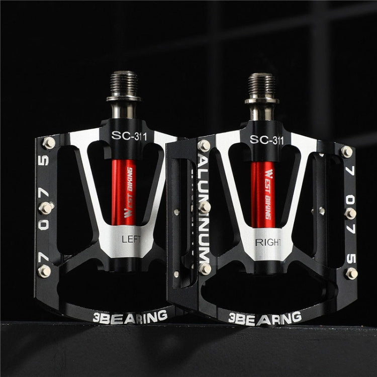 1pair WEST BIKING YP0802083 Mountain Bike Aluminum Alloy Pedal Lightweight Bearing Foot Pedal