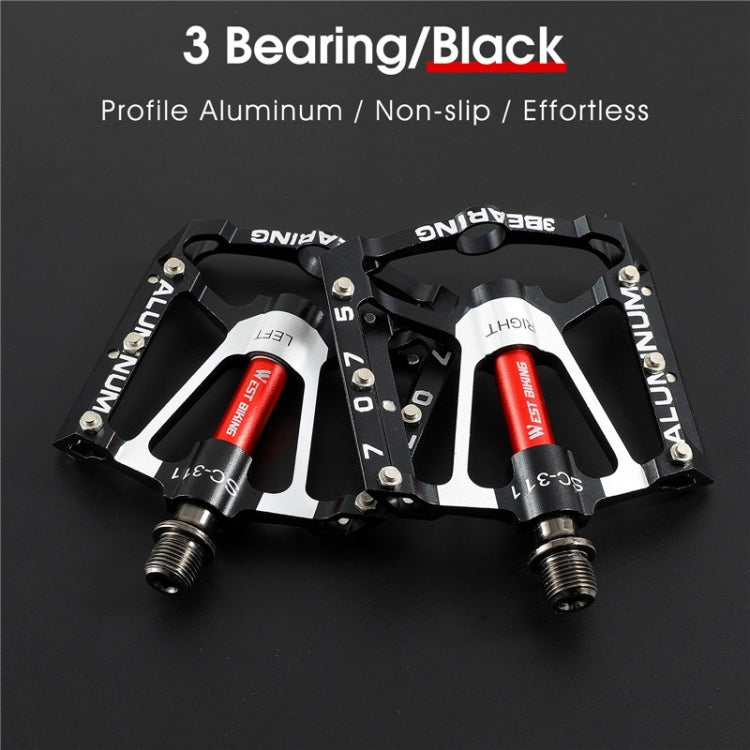 1pair WEST BIKING YP0802083 Mountain Bike Aluminum Alloy Pedal Lightweight Bearing Foot Pedal