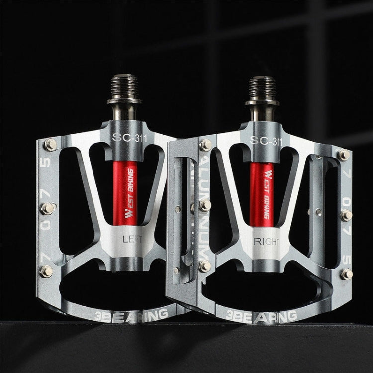1pair WEST BIKING YP0802083 Mountain Bike Aluminum Alloy Pedal Lightweight Bearing Foot Pedal
