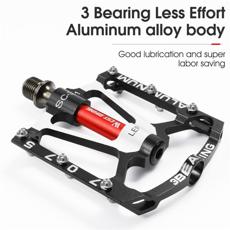 1pair WEST BIKING YP0802083 Mountain Bike Aluminum Alloy Pedal Lightweight Bearing Foot Pedal
