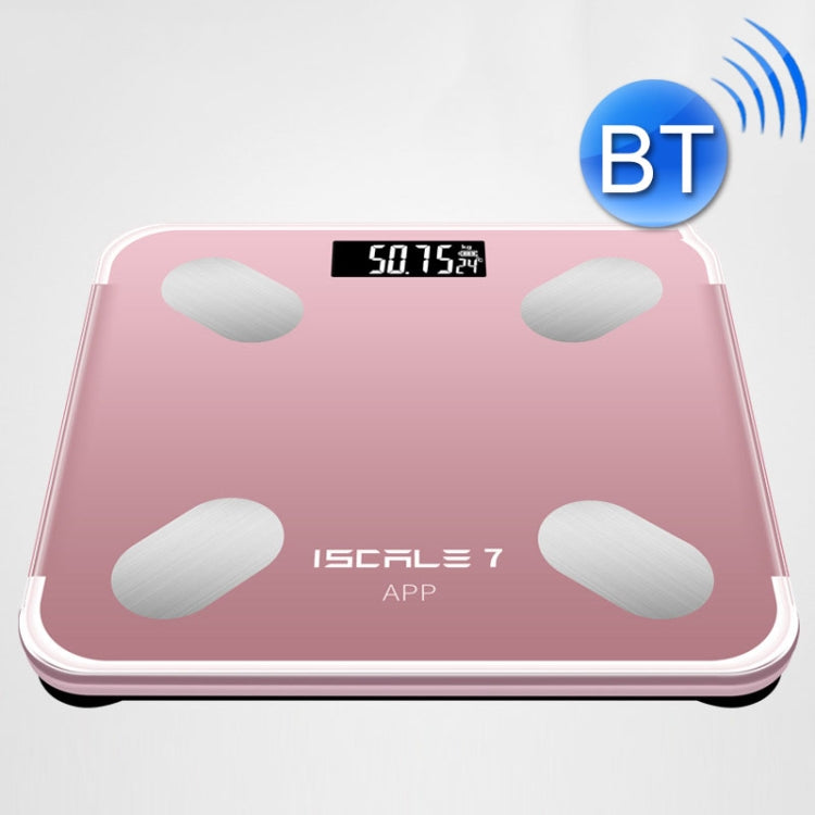 ISCRLE7 Smart Weight Scale Bluetooth Body Fat Measuring Instrument Solar Energy Charging(Rose Gold)