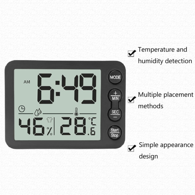 Multifunctional Indoor Thermometer And Hygrometer Large Screen Alarm Clock Kitchen Electronic Countdown Timer