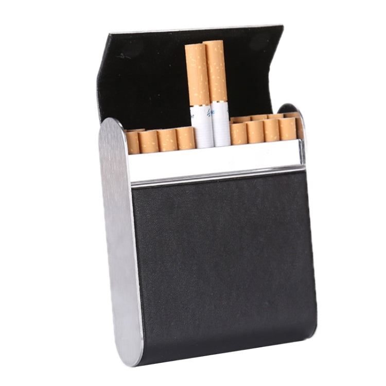 Men Metal Fiber Leather Magnetic Buckle Cigarette Case
