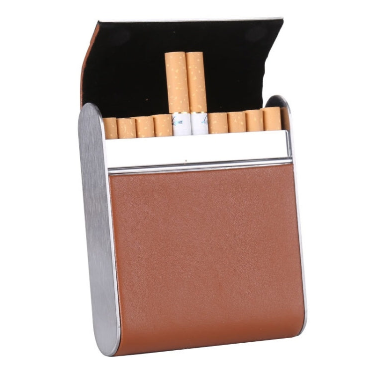 Men Metal Fiber Leather Magnetic Buckle Cigarette Case