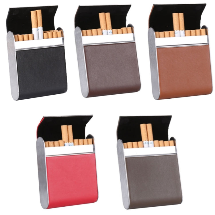 Men Metal Fiber Leather Magnetic Buckle Cigarette Case