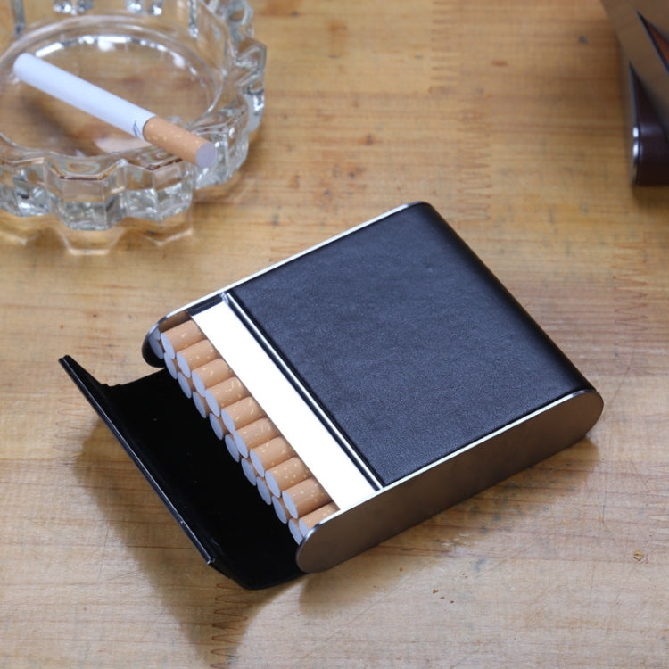 Men Metal Fiber Leather Magnetic Buckle Cigarette Case