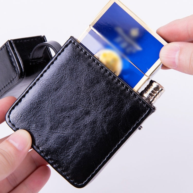 Men PU Leathe Retro Lighter Cigarette Box