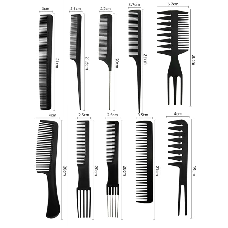 10pcs / Set Hairdressing Plastic Flat Comb