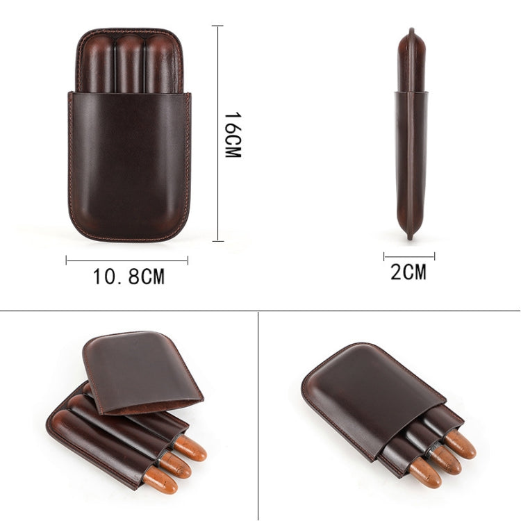 CF5003 Outdoor Travel Portable Cigar Humidor Leather Cigar Cover Can Hold 3 Cigars