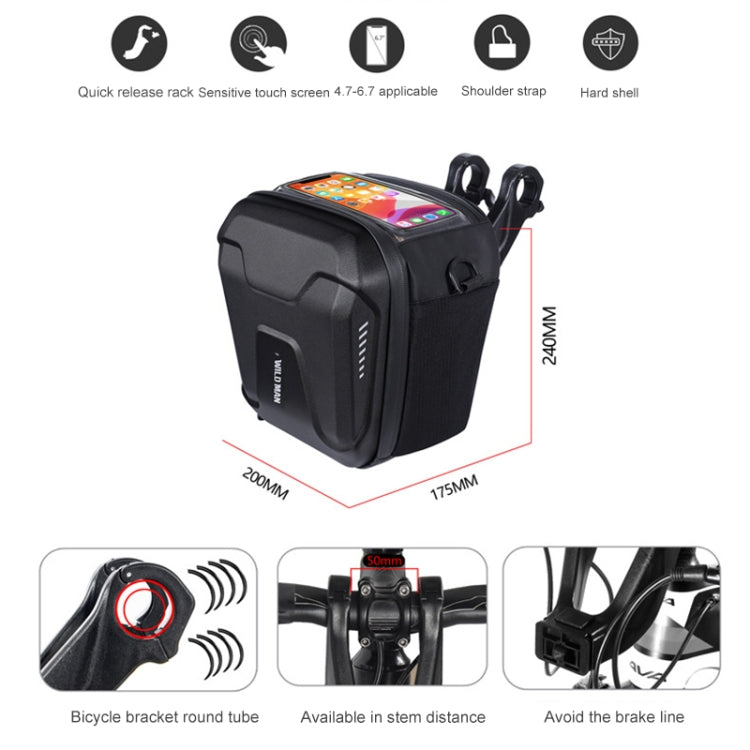 WILD MAN GS9 Mountain Bike Handle Bag Hanging Bag Riding Head Bag Touch Screen EVA Hard Shell Bag