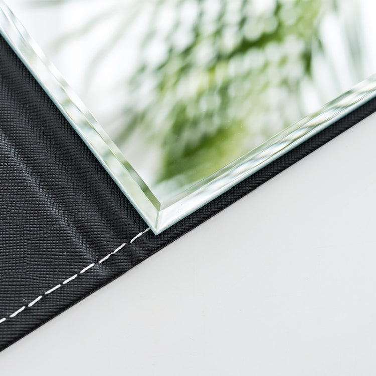 Folding Portable High-definition Makeup Mirror PU Leather Desktop Vanity Mirror,Size: Medium (Pink)