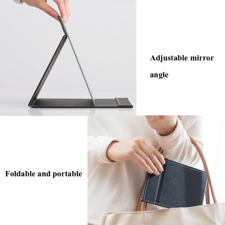 Folding Portable High-definition Makeup Mirror PU Leather Desktop Vanity Mirror,Size: Medium (Pink)