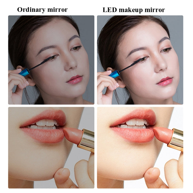 2 PCS LED Makeup Mirror With Lamp Fill Light Dormitory Desktop Dressing Mirror Female Folding Portable Small Mirror,Style: