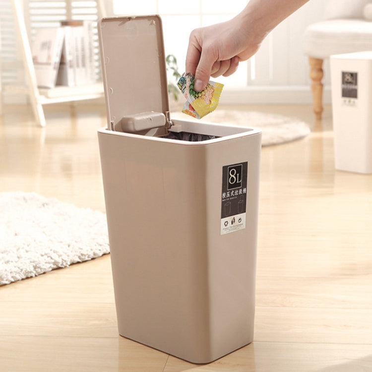 Household Rectangular Press Type 12 Liter Living Room Covered Sorting Plastic Trash Can with Cover Lip