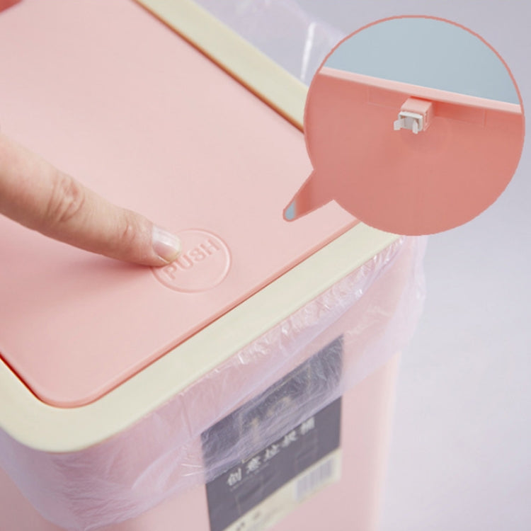 Household Rectangular Press Type 12 Liter Living Room Covered Sorting Plastic Trash Can with Cover Lip