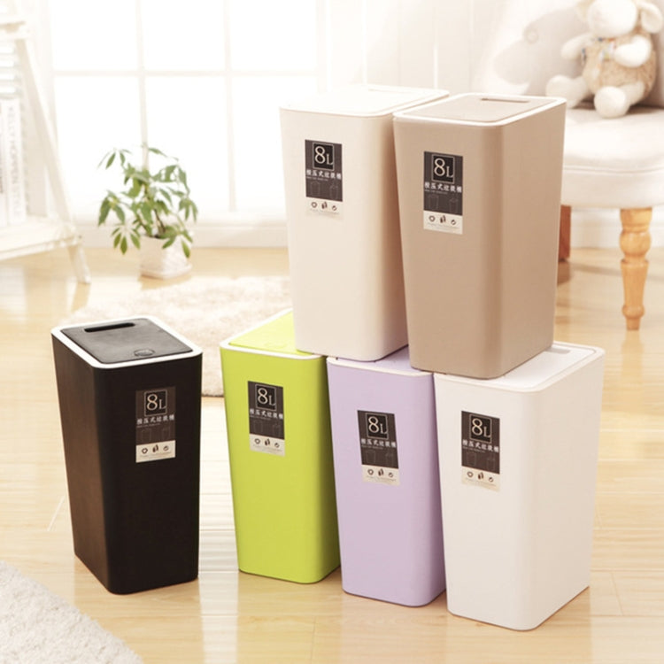 Household Rectangular Press Type 12 Liter Living Room Covered Sorting Plastic Trash Can with Cover Lip