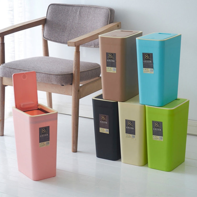 Household Rectangular Press Type 12 Liter Living Room Covered Sorting Plastic Trash Can with Cover Lip