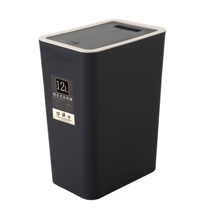 Household Rectangular Press Type 12 Liter Living Room Covered Sorting Plastic Trash Can with Cover Lip
