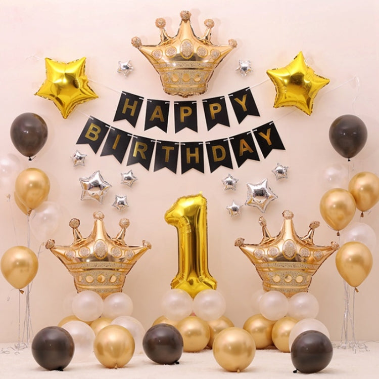 Black Gold Birthday Party Balloon Pull Flag Set