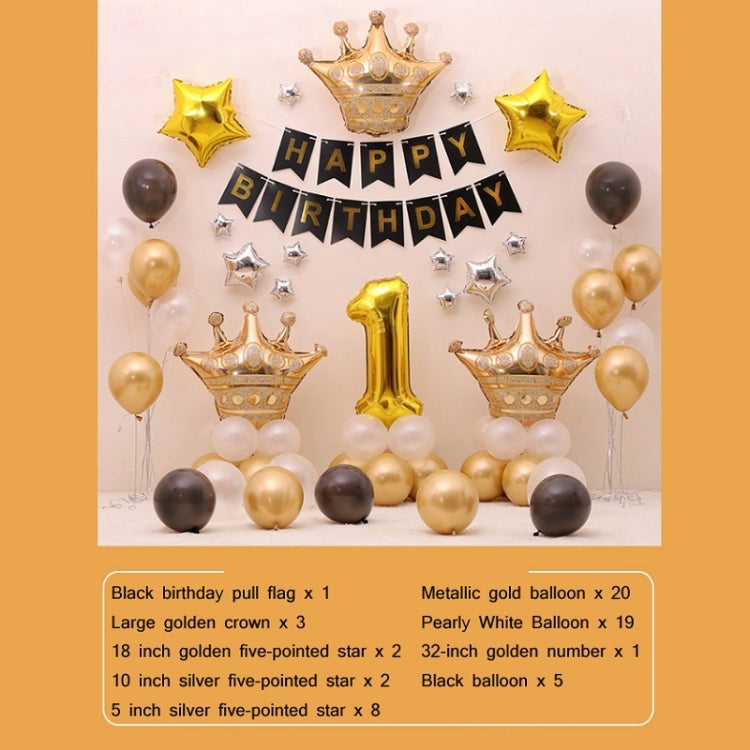 Black Gold Birthday Party Balloon Pull Flag Set