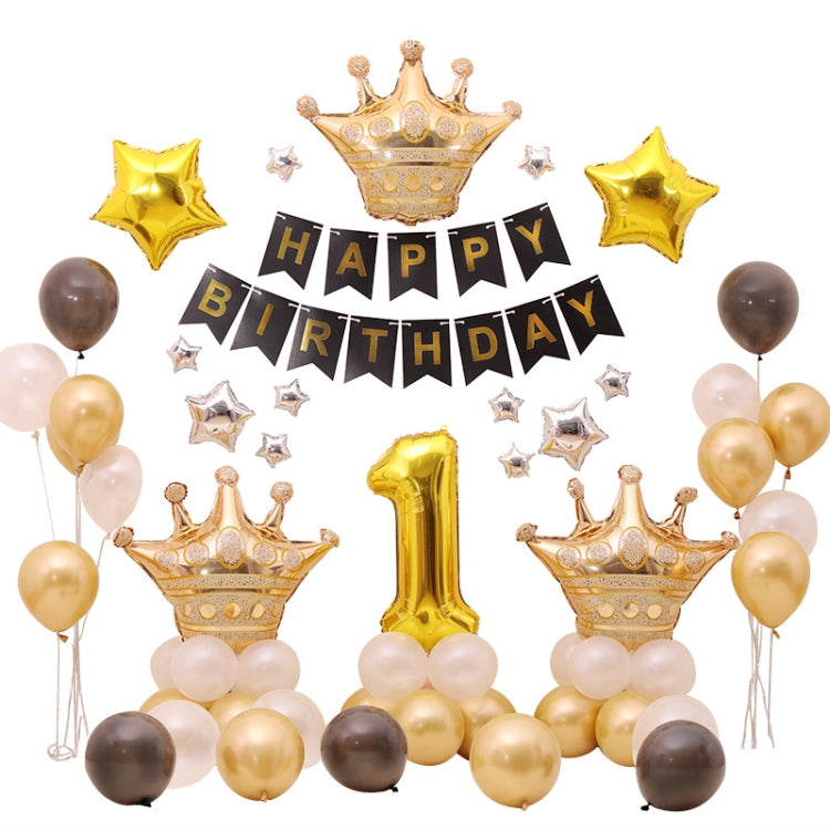 Black Gold Birthday Party Balloon Pull Flag Set