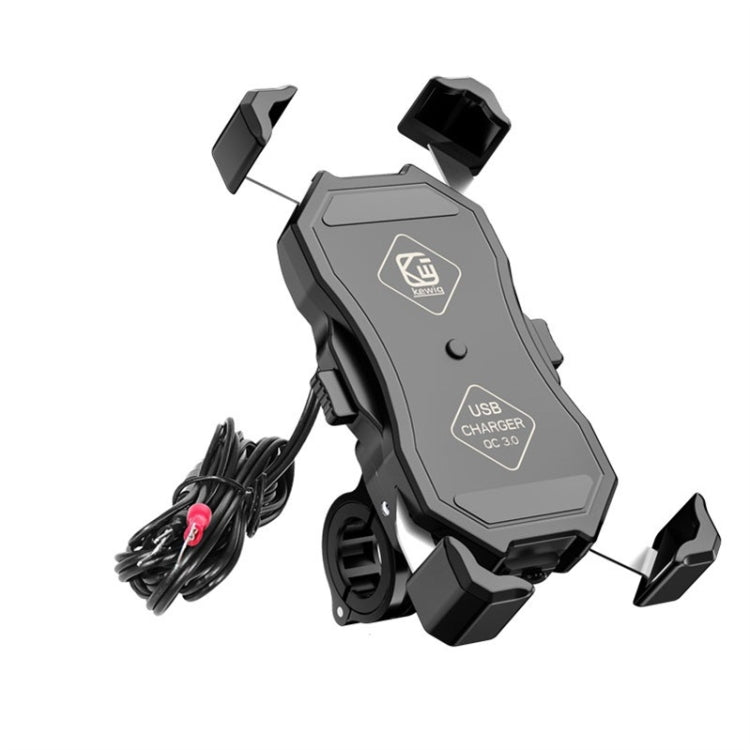 Kewig Motorcycle Outdoor Riding Four-Claw Fixed Mobile Phone Bracket QC3.0 Fast Charging Waterproof Holder