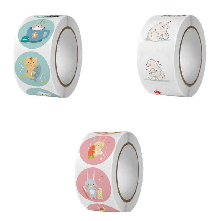 10 PCS Round Cartoon Animal Stickers Cute Hand-Made Sealing Stickers