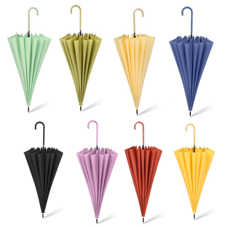 16 Bone Plain Straight Umbrella Small Fresh Long Handle Umbrella