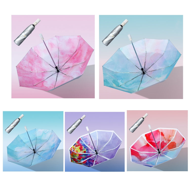 Illustrator Tri-Folding Umbrella Titanium Silver Glue Anti-Ultraviolet Folding Umbrella