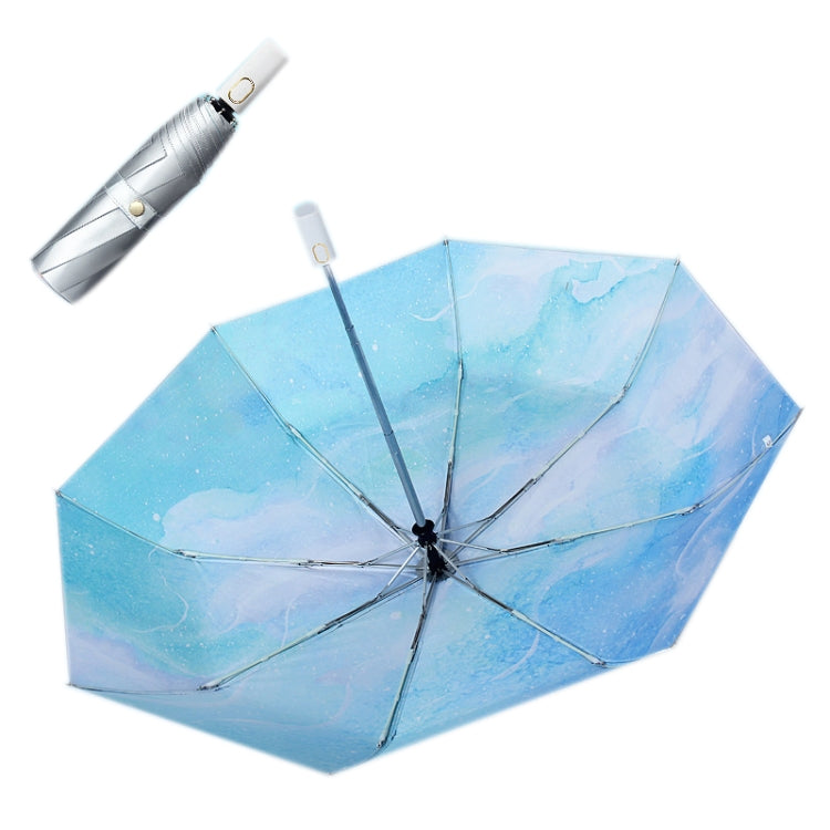 Illustrator Tri-Folding Umbrella Titanium Silver Glue Anti-Ultraviolet Folding Umbrella