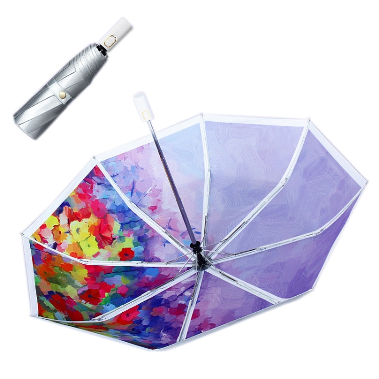 Illustrator Tri-Folding Umbrella Titanium Silver Glue Anti-Ultraviolet Folding Umbrella
