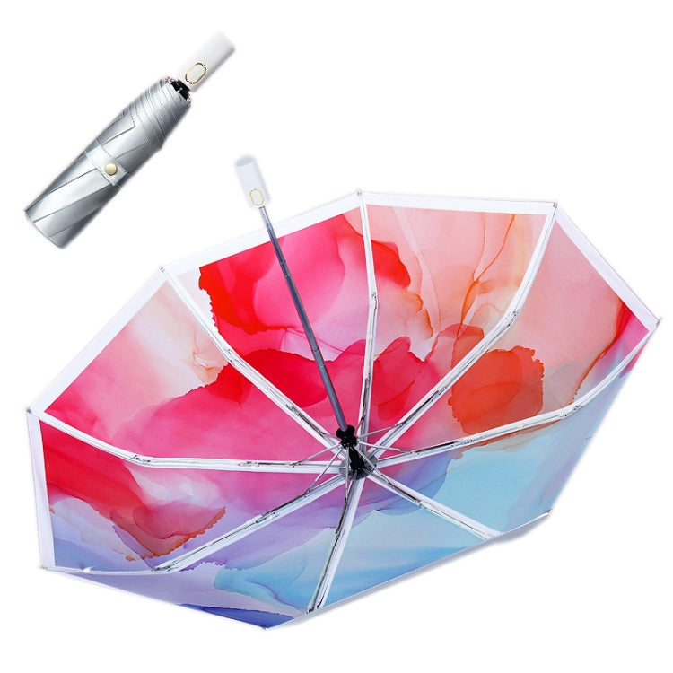 Illustrator Tri-Folding Umbrella Titanium Silver Glue Anti-Ultraviolet Folding Umbrella