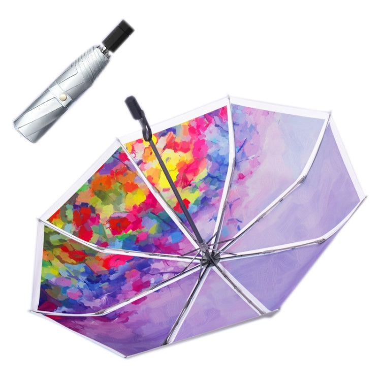 Illustrator Tri-Folding Umbrella Titanium Silver Glue Anti-Ultraviolet Folding Umbrella