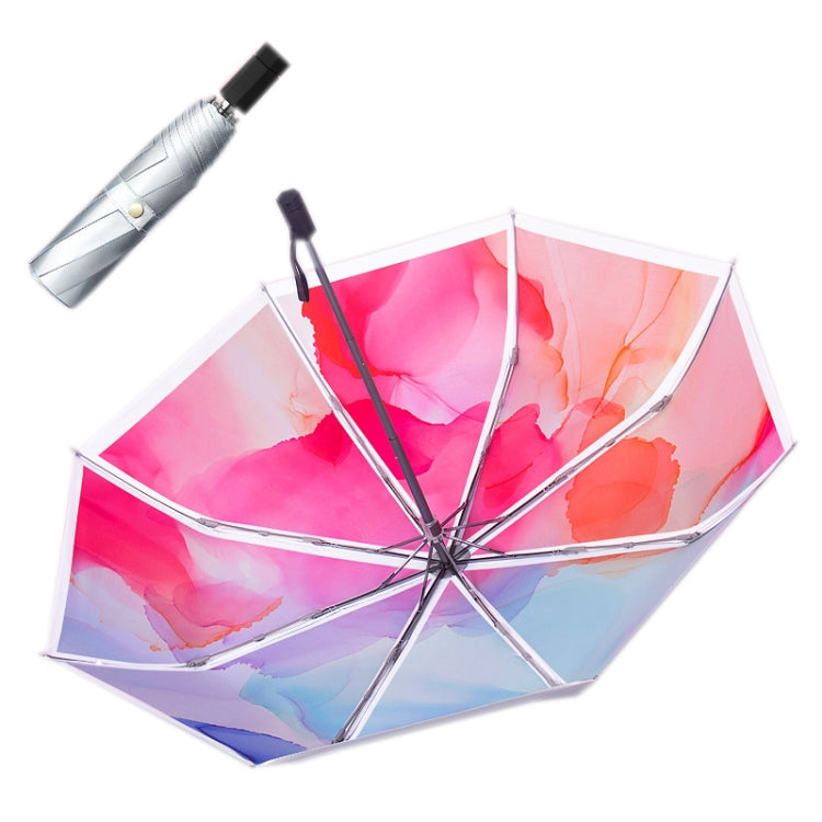 Illustrator Tri-Folding Umbrella Titanium Silver Glue Anti-Ultraviolet Folding Umbrella