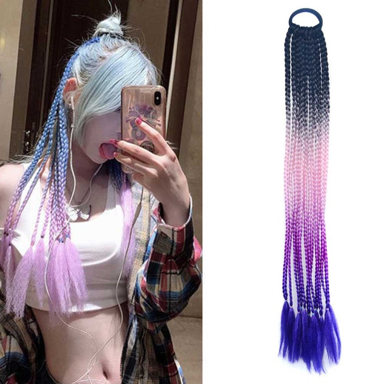 FQXBMW Colorful Braid Hair Band Wigs Corn Silk Colorful Dreadlocks Ponytail, Color: 1