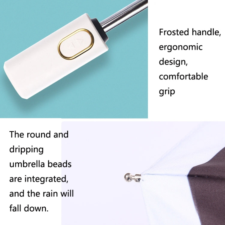 Small Fresh Three-Fold Automatic Black Rubber Sunscreen Umbrella Cartoon Cat Sunny Rain Umbrella