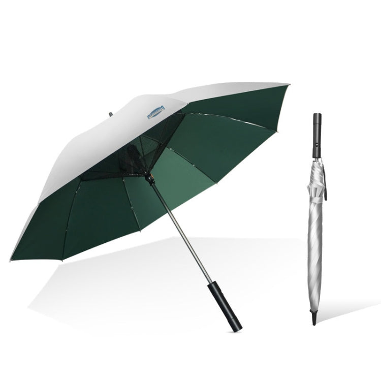 9033 Sun and Rain Dual-purpose Umbrella Multi-function Fan Titanium Silver Glue Sunscreen and UV Protection Long Handle Umbrella