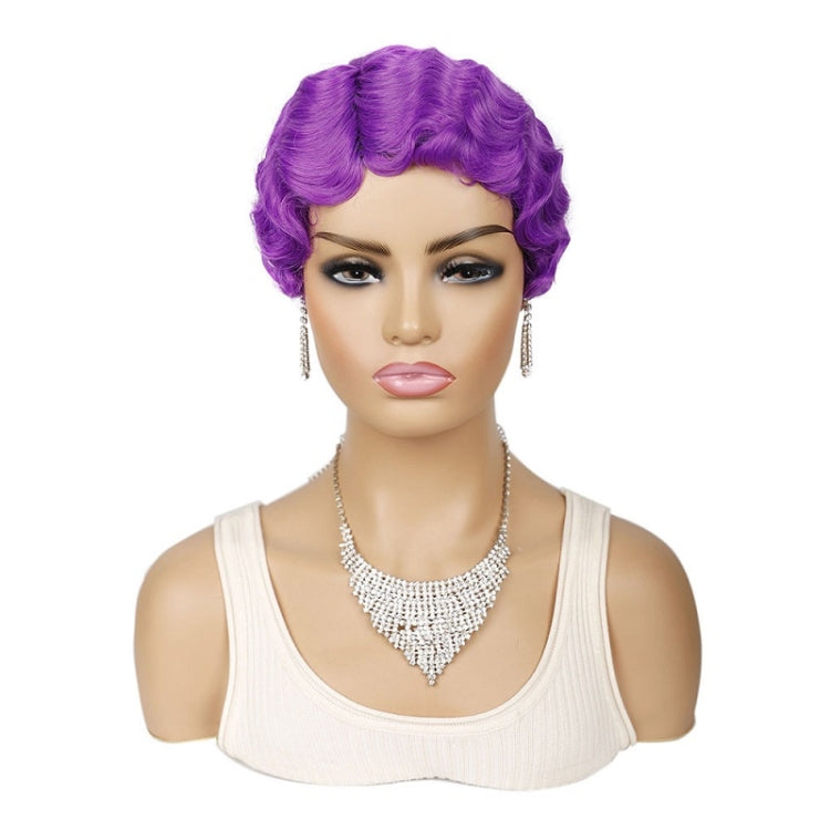 Ladies Short Hair Wig Retro Water Wave Curly Wig