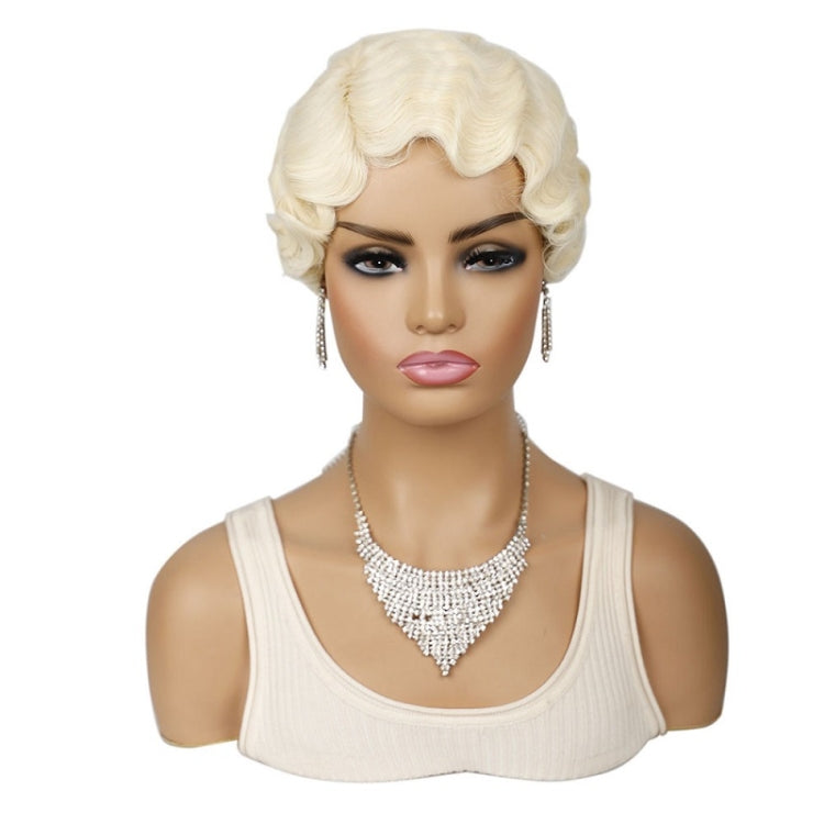 Ladies Short Hair Wig Retro Water Wave Curly Wig