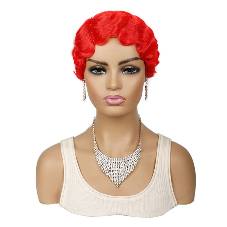 Ladies Short Hair Wig Retro Water Wave Curly Wig