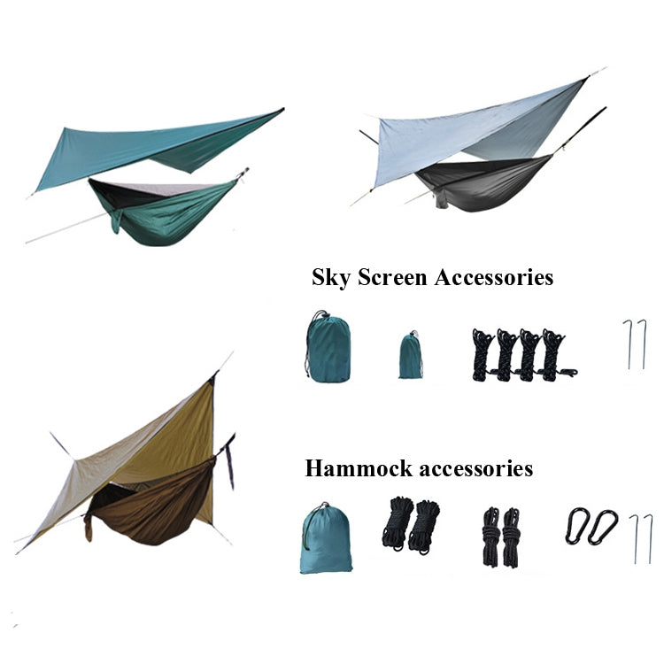 Outdoor Camping Sunshade + Anti-Mosquito Hammock Set Parachute Fabric Net Yarn Anti-Mosquito Hammock