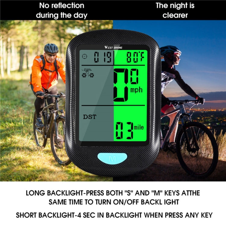 WEST BIKING Mountain Road Bike Wireless Code Meter Multi-Function Interface Riding Speedometer