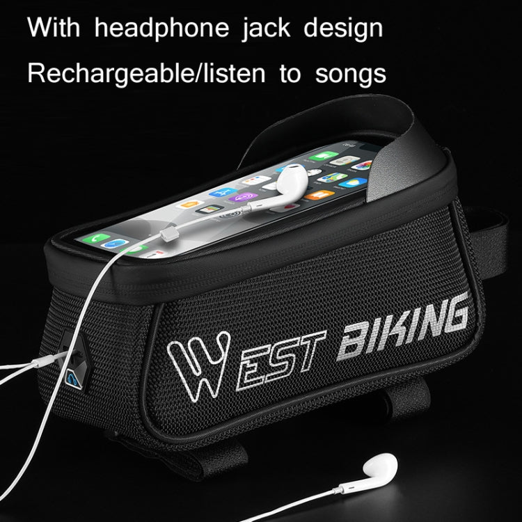 WEST BIKING West 6.9 Inches Rider Bike Reflective Mobile Phone Touch Screen Front Bag Mountain Bike Front Beam Upper Tube Bag