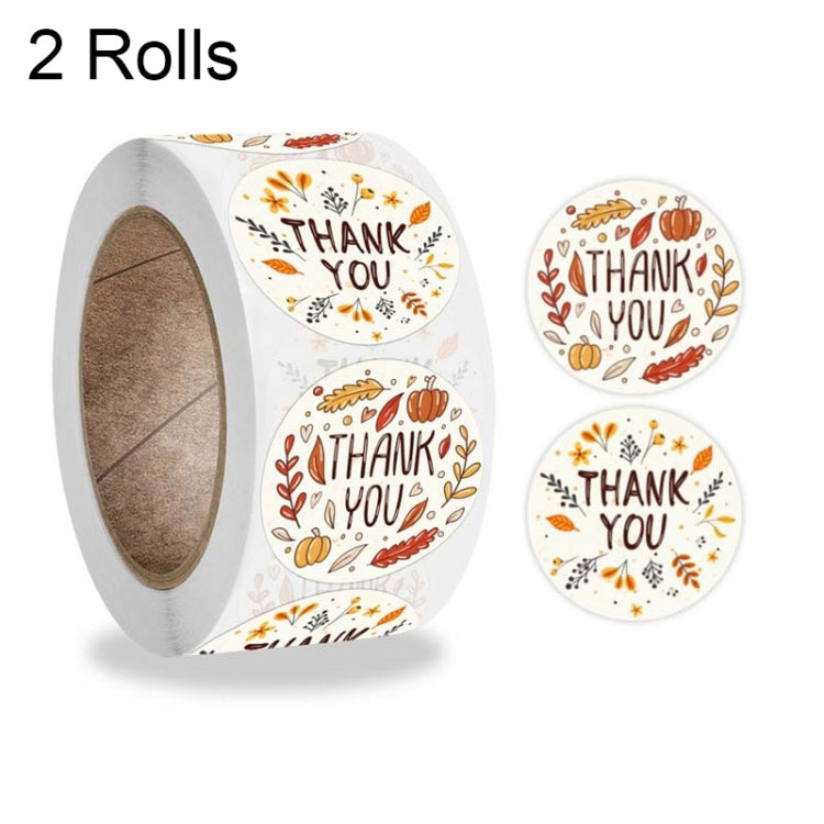 2 Rolls K-54 Thank You Floral Gift Decoration Sticker Label, Size: 2.5cm