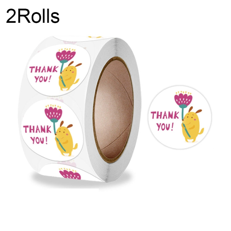 2 Rolls Animal Decoration Envelope Sealing Sticker Thank You  Label