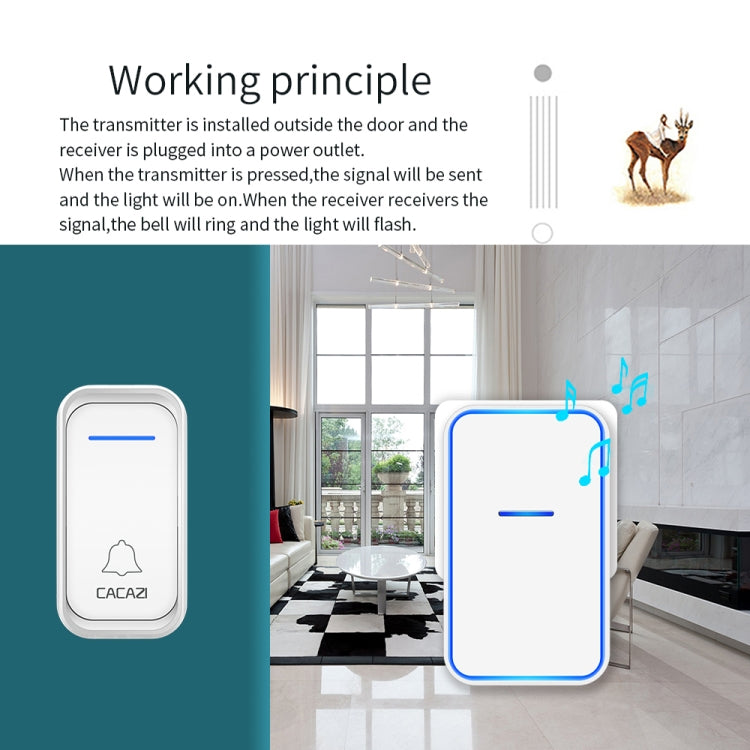 CACAZI Home Smart Digital Wireless Doorbell Remote Electronic Doorbell Elderly Pager