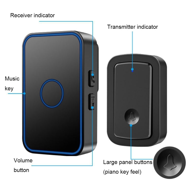 CACAZI  A19 One Button Three Receivers Wireless Music Doorbell without Battery